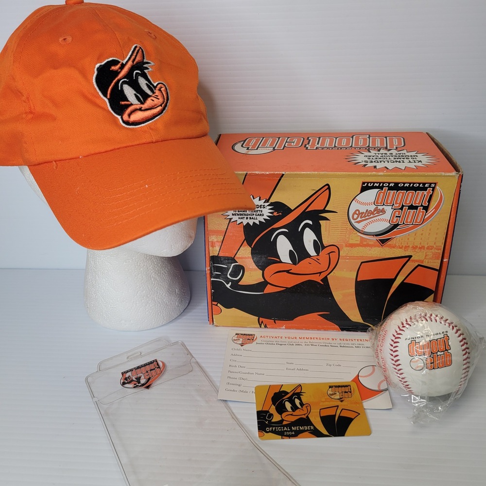 2004 BD&A Baltimore Orioles Dugout Club Orange Hat Sealed Ball‎ Vintage